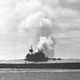 Yorktown, on fire and listing, after being struck by three bombs and two torpedoes. Yorktown was eventually sunk by torpedoes from the Japanese submarine I-168, which was in turn sunk by the destroyer USS Scamp on July 27, 1943. (US Navy)